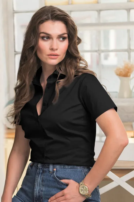 Moteriškas palaidinukas Slim fit, juoda