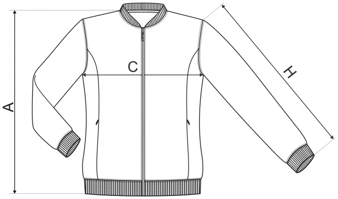 Moteriškas sportinis marškinėliai su paslėptomis kišenėmis - matmenų lentelė