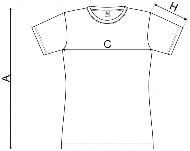 Moteriški sportiniai marškinėliai - matmenų lentelė