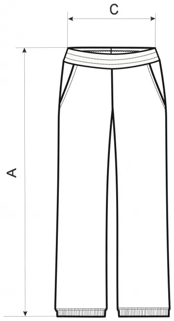 Moteriškos sportinės kelnės su kišenėmis - matmenų lentelė