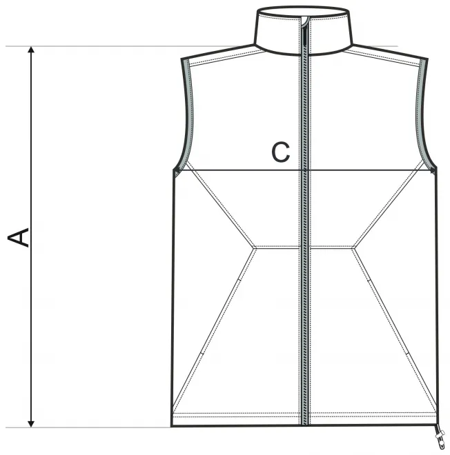 Vyriška liemenė - matmenų lentelė