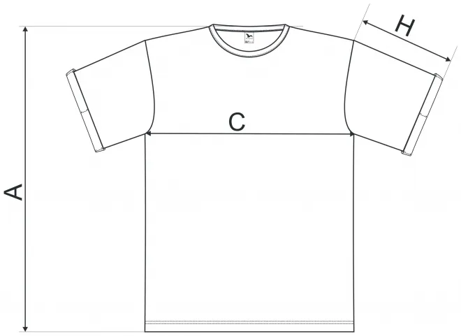 Vyriški marškinėliai susuktomis rankovėmis - matmenų lentelė