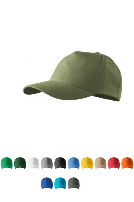 5 skydelių medvilninis dangtelis, khaki