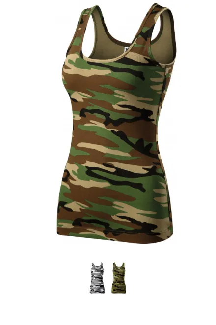 Moteriškas kamufliažinis tanko viršus, maskuotis ruda