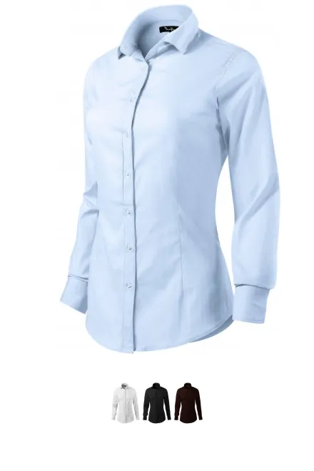 Moteriškas palaidinė ilgomis rankovėmis slim fit, šviesiai mėlynas