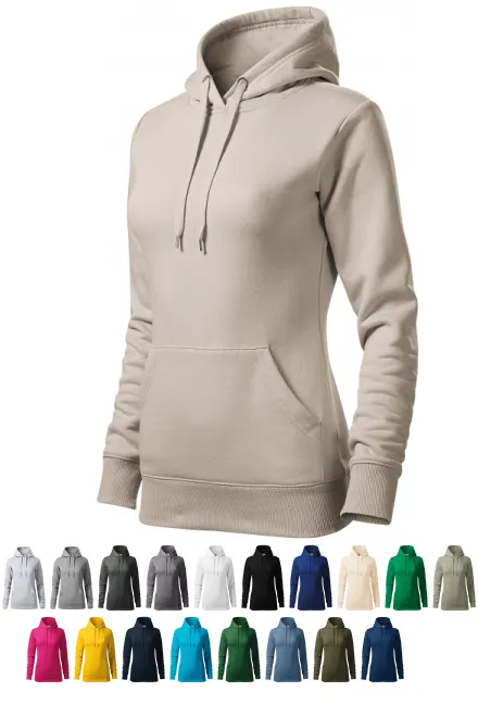 Moteriškas sportinis marškinėliai su gobtuvu be užtrauktuko, ledo pilka