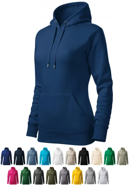 Moteriškas sportinis marškinėliai su gobtuvu be užtrauktuko, vidurnakčio mėlyna