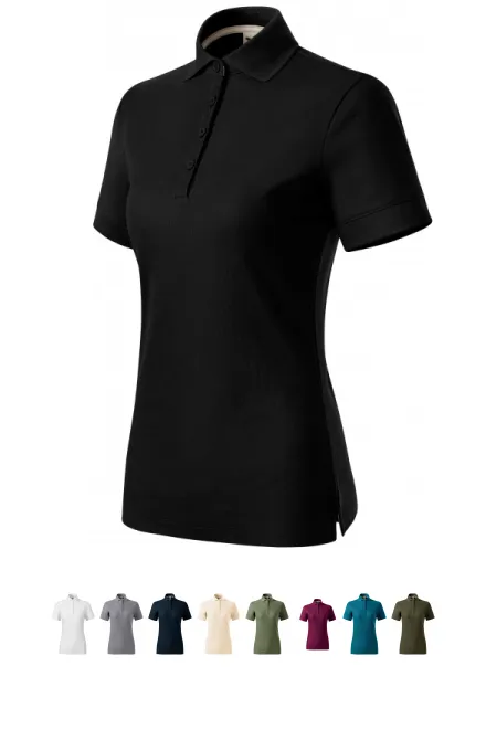 Moteriški ekologiškos medvilnės polo marškinėliai, juoda