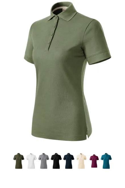 Moteriški ekologiškos medvilnės polo marškinėliai, khaki