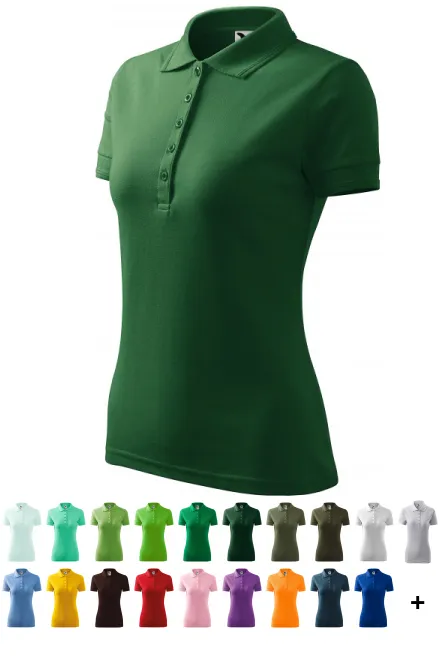 Moteriški elegantiški polo marškinėliai, butelis žalias