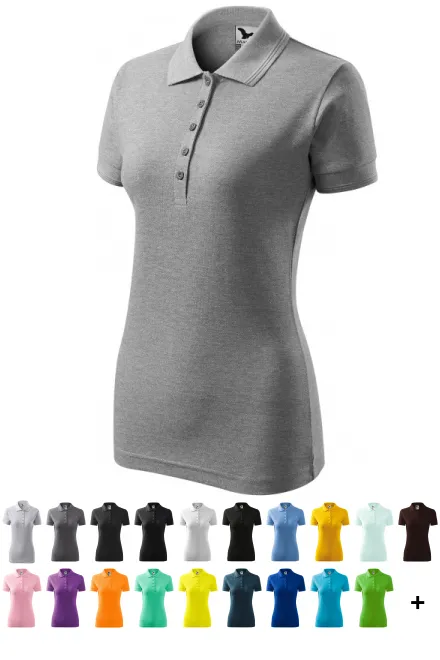 Moteriški elegantiški polo marškinėliai, tamsiai pilkas marmuras