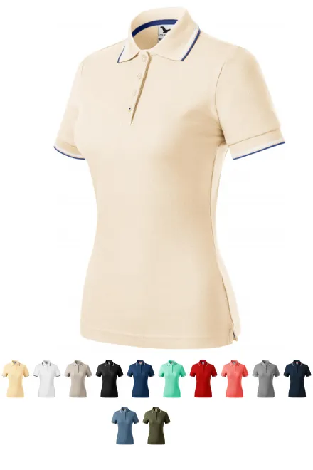 Moteriški klasikiniai polo marškinėliai, migdolų