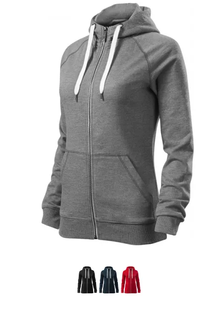 Moteriški kontrastingi sportiniai marškinėliai su gobtuvu, tamsiai pilkas marmuras