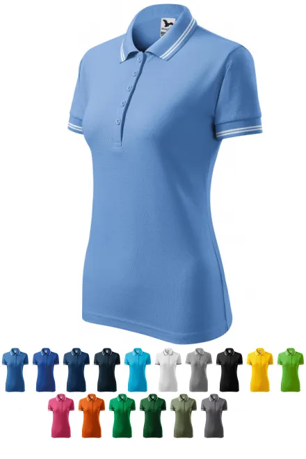 Moteriški kontrastiniai polo marškinėliai, mėlynas dangus