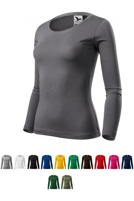 Moteriški marškinėliai ilgomis rankovėmis, plieno pilka
