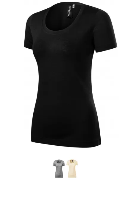 Moteriški marškinėliai iš merino vilnos, juoda