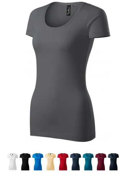 Moteriški marškinėliai su dekoratyviniais siūlais, šviesiai pilka