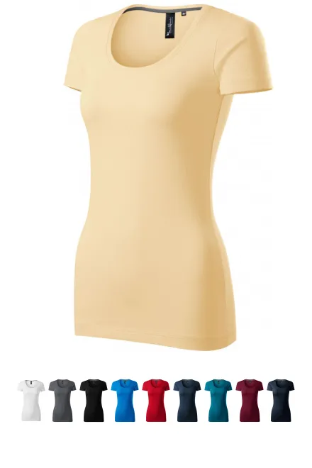 Moteriški marškinėliai su dekoratyviniais siūlais, vanilės