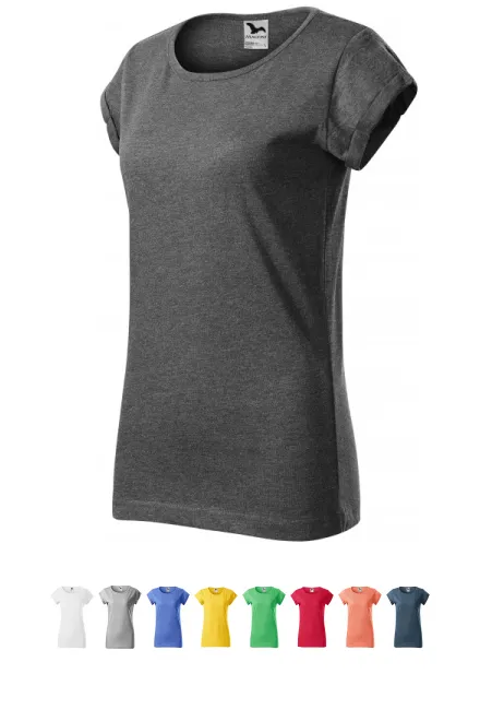 Moteriški marškinėliai susuktomis rankovėmis, juodas marmuras