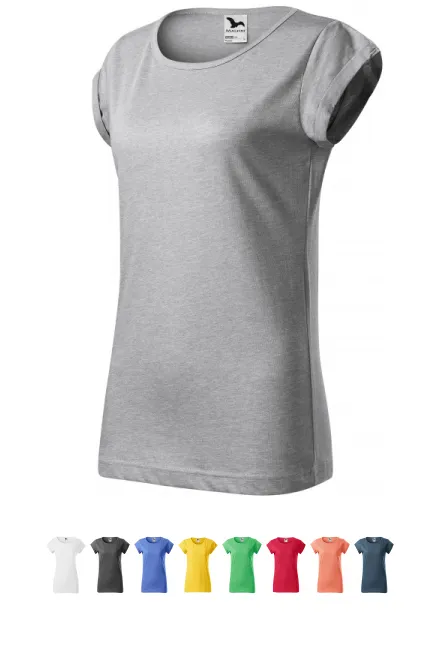 Moteriški marškinėliai susuktomis rankovėmis, sidabro marmuras