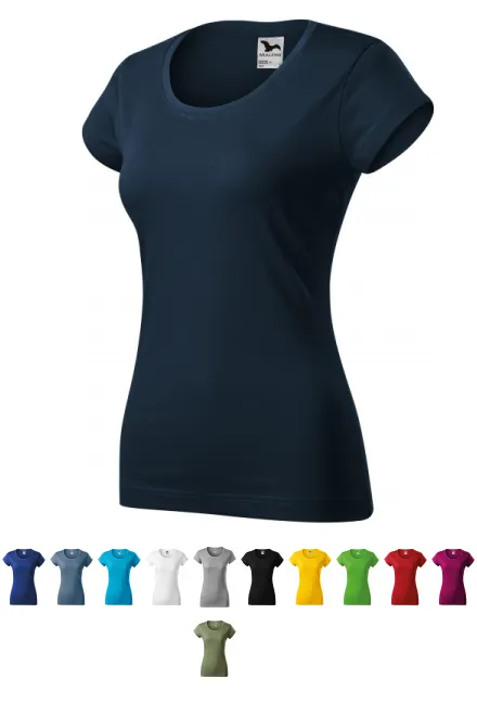 Moteriški ploni marškinėliai su apvalia iškirpte, tamsiai mėlyna