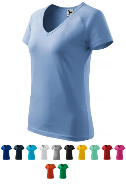 Moteriški ploni marškinėliai su raglano rankove, mėlynas dangus