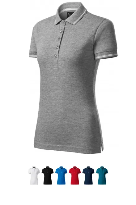 Moteriški polo marškinėliai trumpomis rankovėmis, tamsiai pilkas marmuras
