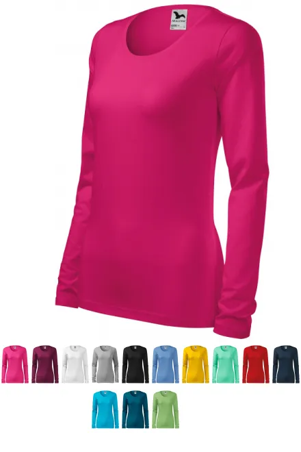 Moteriški prigludę marškinėliai ilgomis rankovėmis, aviečių