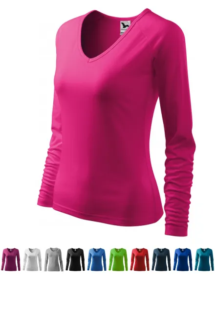 Moteriški prigludę marškinėliai, V formos iškirptė, aviečių