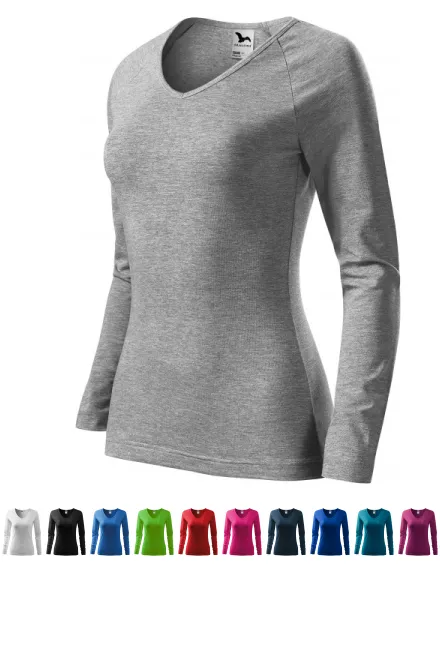 Moteriški prigludę marškinėliai, V formos iškirptė, tamsiai pilkas marmuras