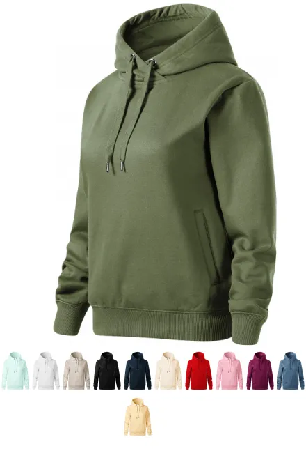 Patogus moteriškas megztinis su gobtuvu, khaki