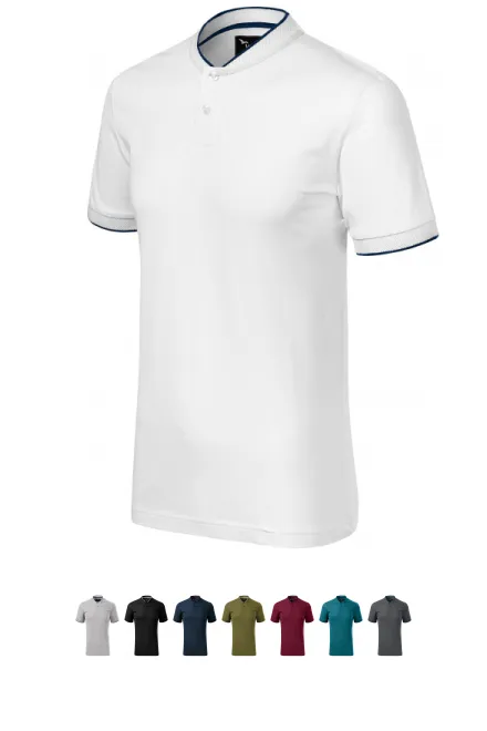 Vyriški polo marškinėliai su bomberine apykakle, balta