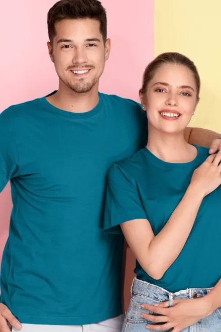 Lengvi marškinėliai trumpomis rankovėmis, petrol blue