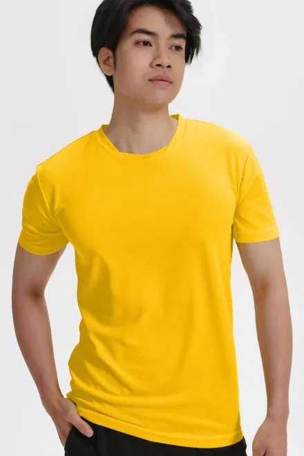 Marškinėliai su asimetriška iškirpte, geltona