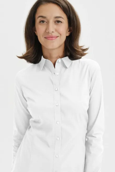 Moteriška medvilninė palaidinė ilgomis rankovėmis, balta
