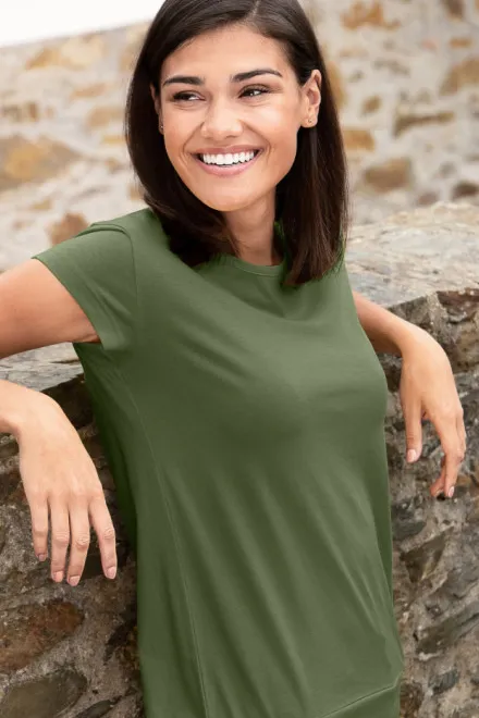 Moteriški madingi marškinėliai, khaki