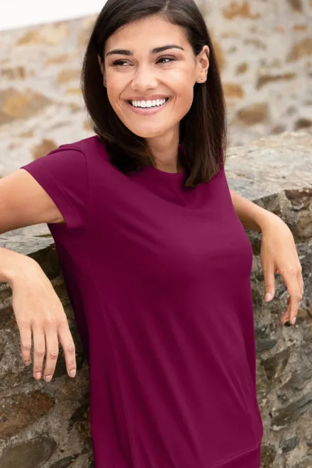 Moteriški madingi marškinėliai, fuksija