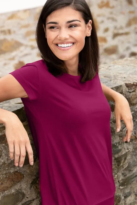 Moteriški madingi marškinėliai, fuksija raudona