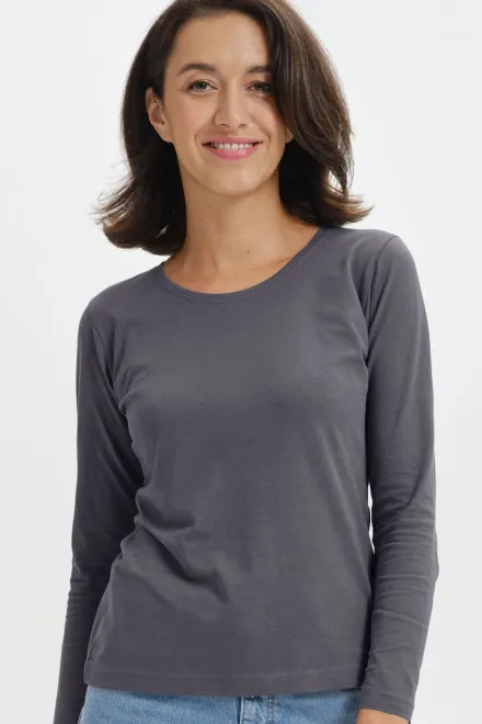 Moteriški marškinėliai ilgomis rankovėmis, plieno pilka
