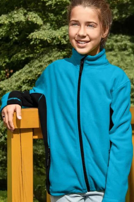 Vaikų vilnos kontrastinė striukė, turkis