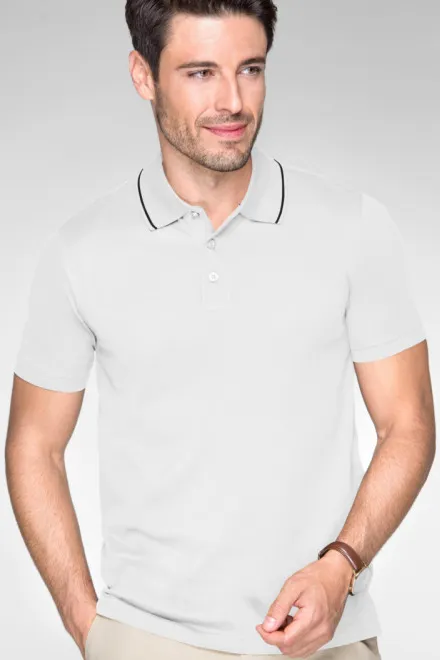 Vyriški elegantiški merserizuoti polo marškinėliai, balta