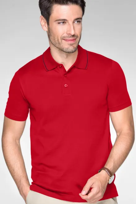 Vyriški elegantiški merserizuoti polo marškinėliai, formula red