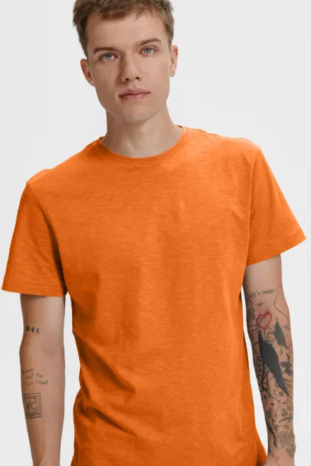Vyriški marškinėliai, tekstūruota organinė medvilnė, oranžinė