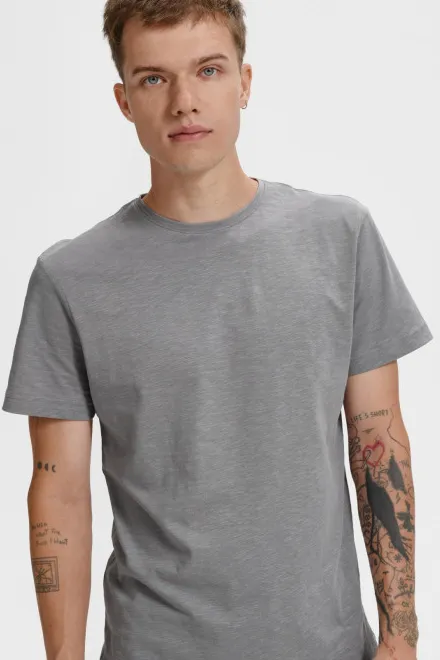 Vyriški marškinėliai, tekstūruota organinė medvilnė, šviesiai sidabrinis