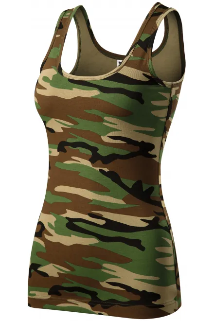 Moteriškas kamufliažinis tanko viršus, maskuotis ruda