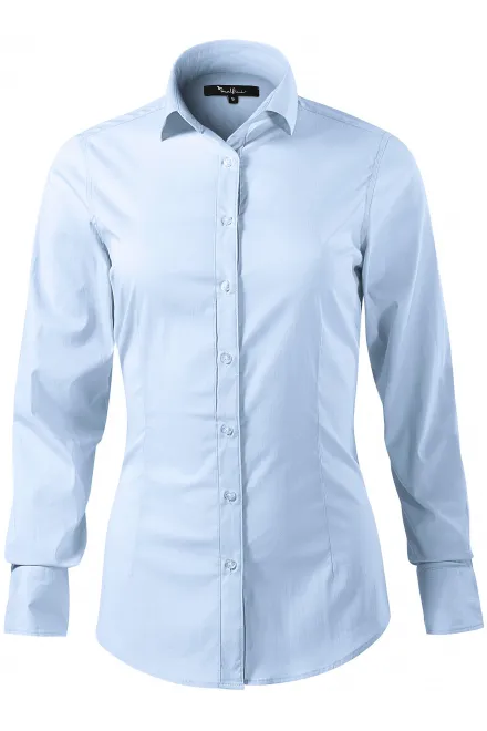 Moteriškas palaidinė ilgomis rankovėmis slim fit - šviesiai mėlynas, S
