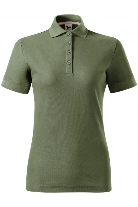 Moteriški ekologiškos medvilnės polo marškinėliai - khaki, 2XL