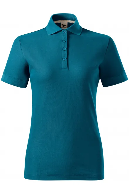 Moteriški ekologiškos medvilnės polo marškinėliai - petrol blue, 2XL