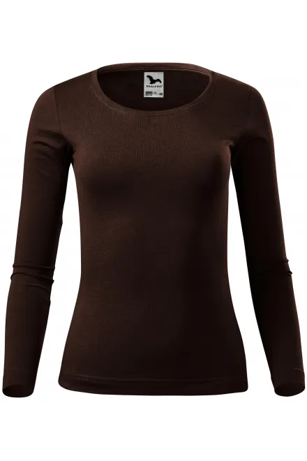 Moteriški marškinėliai ilgomis rankovėmis - kavos, XS