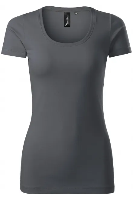 Moteriški marškinėliai su dekoratyviniais siūlais - šviesiai pilka, M